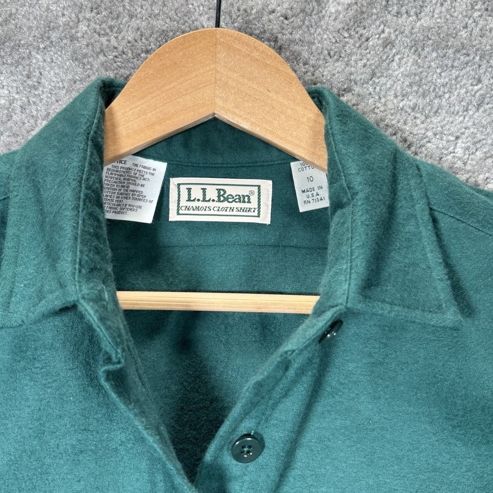Vintage LL Bean Chamois Cloth Shirt Womens 10 Deep Teal Green Made In USA NWOT‎